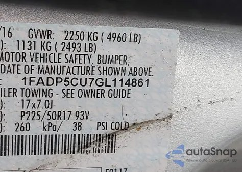 2016 Ford C-Max Energi Sel from USA, damaged, VIN 1FADP5CU7GL114861